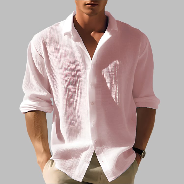 Camisa de algodón de manga larga corte casual para hombre