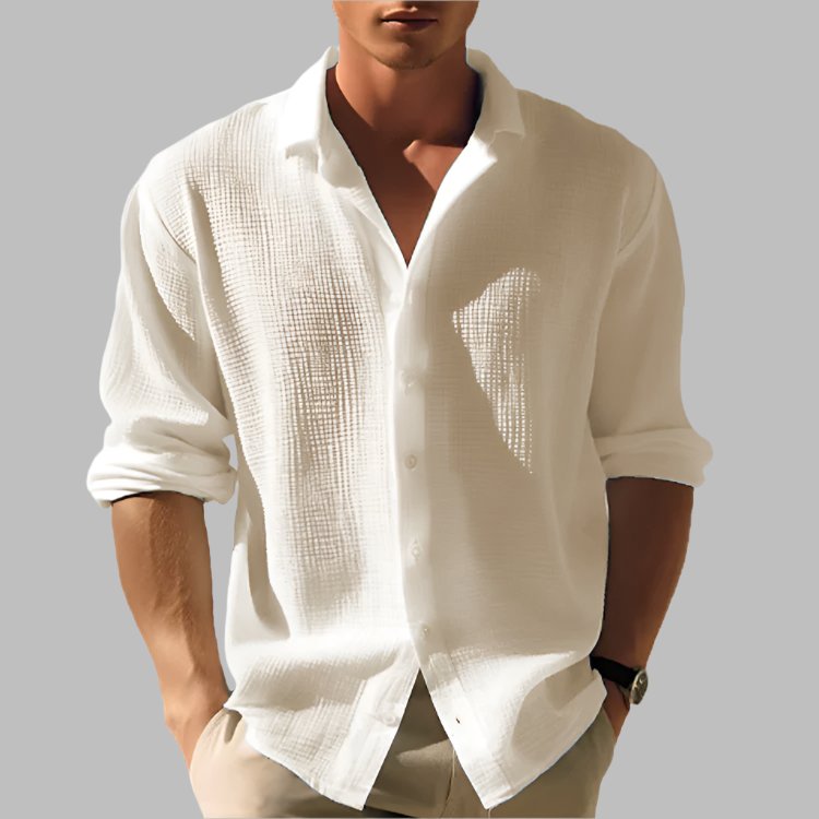 Camisa de algodón de manga larga corte casual para hombre