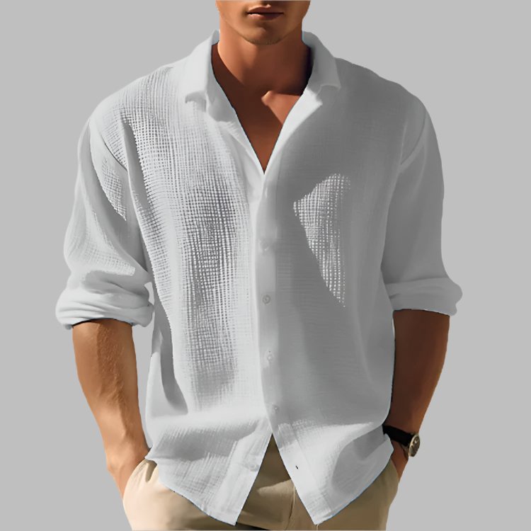 Camisa de algodón de manga larga corte casual para hombre