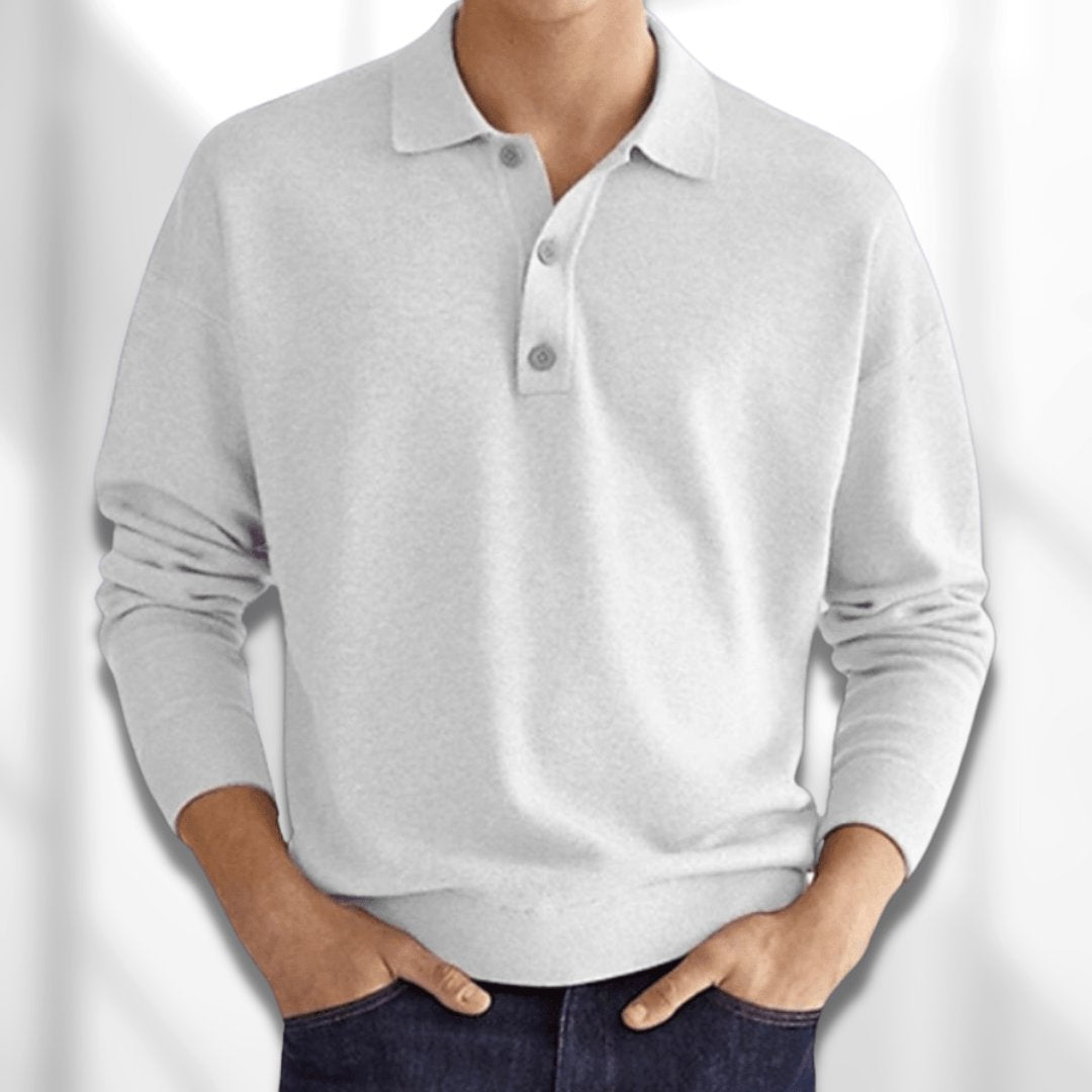 Polo piqué de algodón de manga larga para hombre