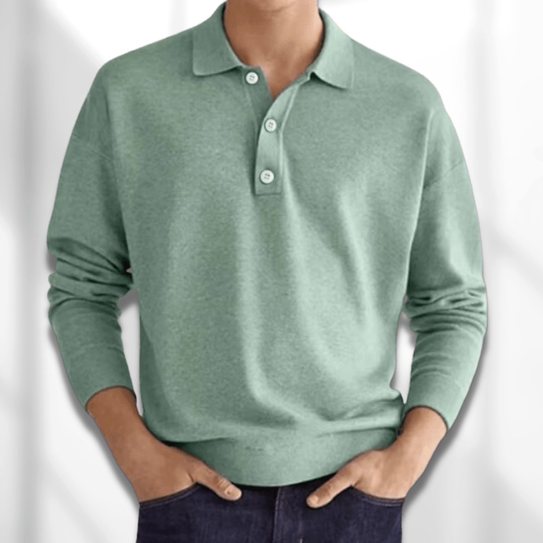 Polo piqué de algodón de manga larga para hombre