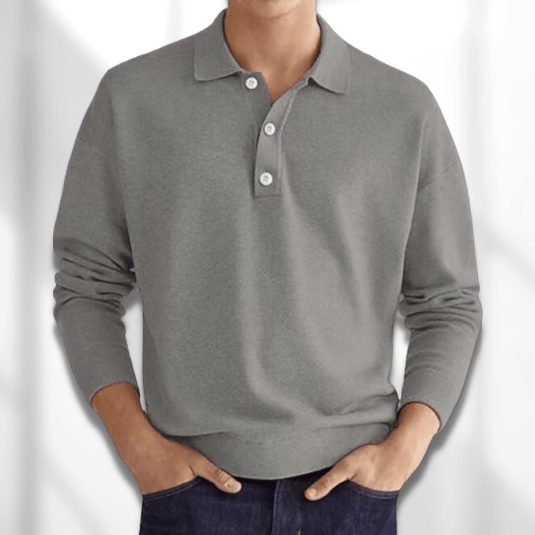 Polo piqué de algodón de manga larga para hombre