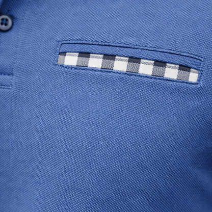 Polo de manga larga con cuello de cuadros para hombres