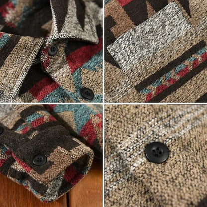 Camisa de franela de algodón de manga larga a cuadros para hombre