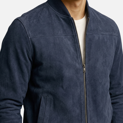 Chaqueta bomber casual para hombres en aspecto de terciopelo