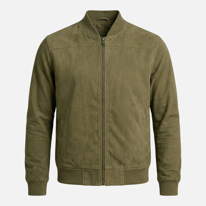 Chaqueta bomber casual para hombres en aspecto de terciopelo