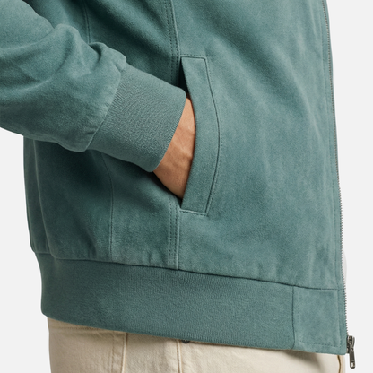 Chaqueta bomber casual para hombres en aspecto de terciopelo