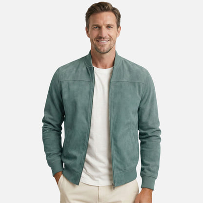 Chaqueta bomber casual para hombres en aspecto de terciopelo
