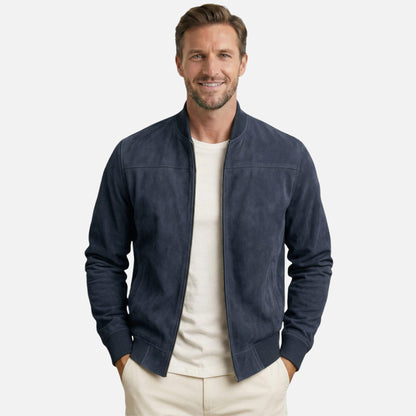 Chaqueta bomber casual para hombres en aspecto de terciopelo
