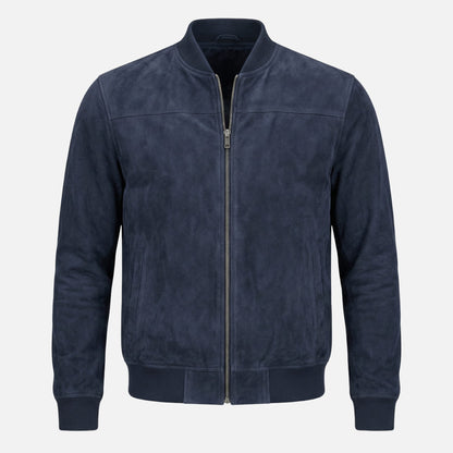 Chaqueta bomber casual para hombres en aspecto de terciopelo
