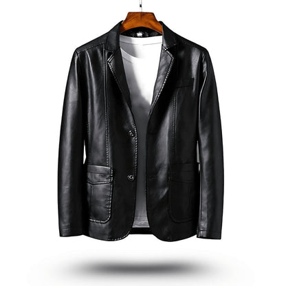 Chaqueta biker de cuero con cremallera frontal para hombre