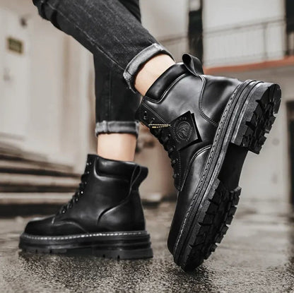 Botines de cuero con suela perfilada para hombre