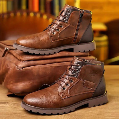Botines de cuero con cremallera para hombre