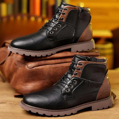 Botines de cuero con cremallera para hombre
