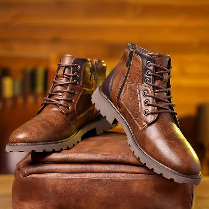 Botines de cuero con cremallera para hombre