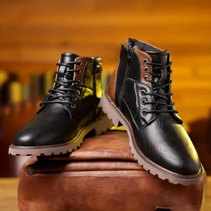Botines de cuero con cremallera para hombre
