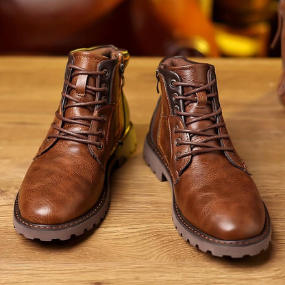 Botines de cuero con cremallera para hombre