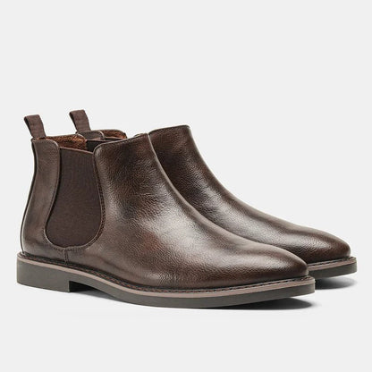 Botines Chelsea de cuero con inserción elástica para hombre