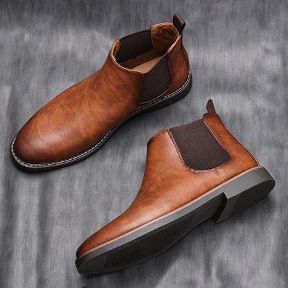 Botines Chelsea de cuero con inserción elástica para hombre
