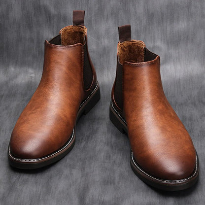 Botines Chelsea de cuero con inserción elástica para hombre