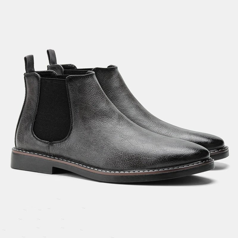 Botines Chelsea de cuero con inserción elástica para hombre