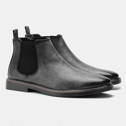Botines Chelsea de cuero con inserción elástica para hombre