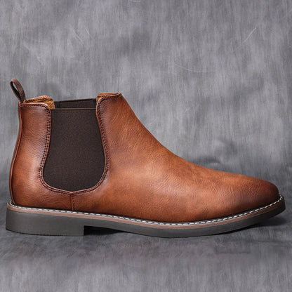Botines Chelsea de cuero con inserción elástica para hombre