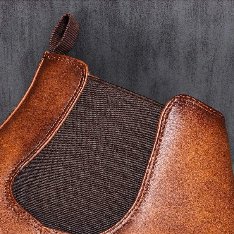 Botines Chelsea de cuero con inserción elástica para hombre