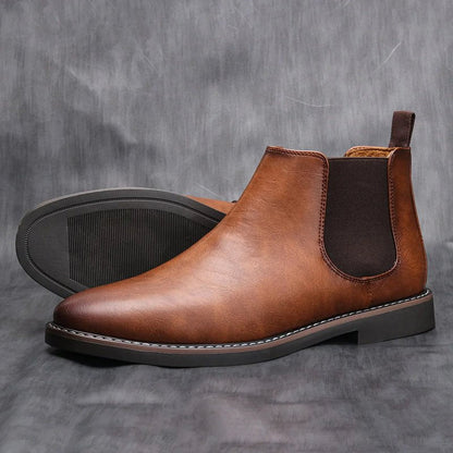 Botines Chelsea de cuero con inserción elástica para hombre