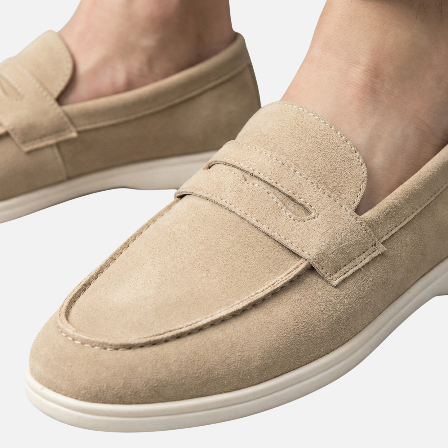 Mocasines penny ligeros para hombres de ante con plantilla acolchada