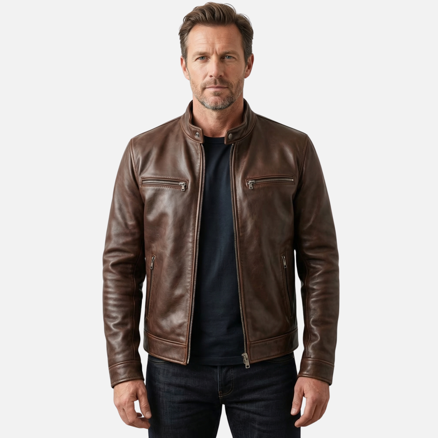 Chaqueta vintage ligera con forro de algodón y cremallera para hombre