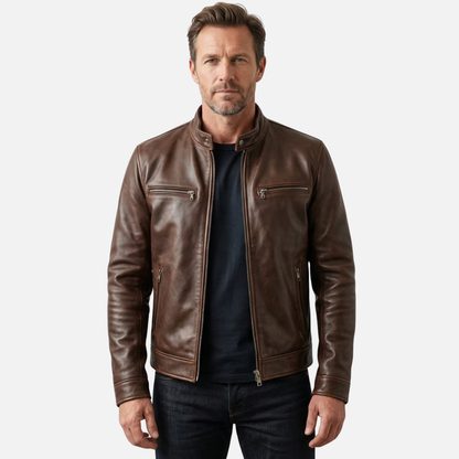 Chaqueta vintage ligera con forro de algodón y cremallera para hombre