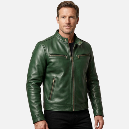Chaqueta vintage ligera con forro de algodón y cremallera para hombre
