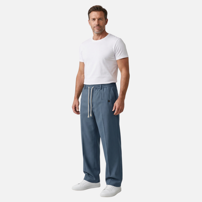 Pantalón ligero y transpirable con pinzas y cintura ajustable para hombre