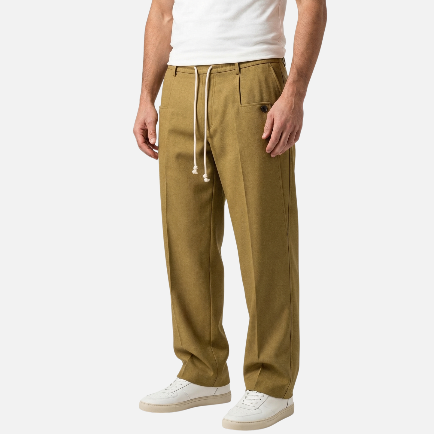 Pantalón ligero y transpirable con pinzas y cintura ajustable para hombre