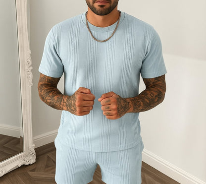 Conjunto ligero de algodón con top de manga corta para hombre