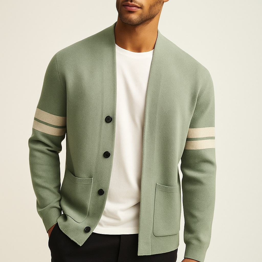 Cardigan entallado ligero de merino con bolsillos para hombre