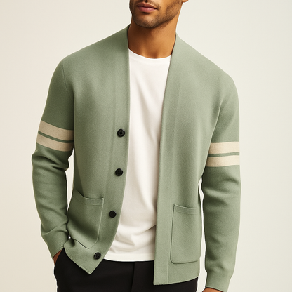 Cardigan entallado ligero de merino con bolsillos para hombre