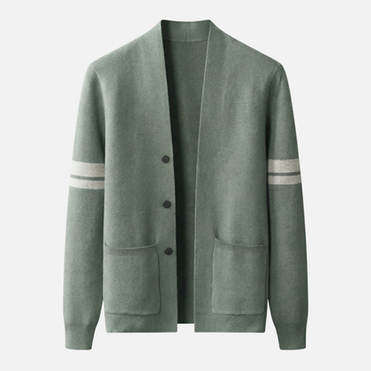 Cardigan entallado ligero de merino con bolsillos para hombre