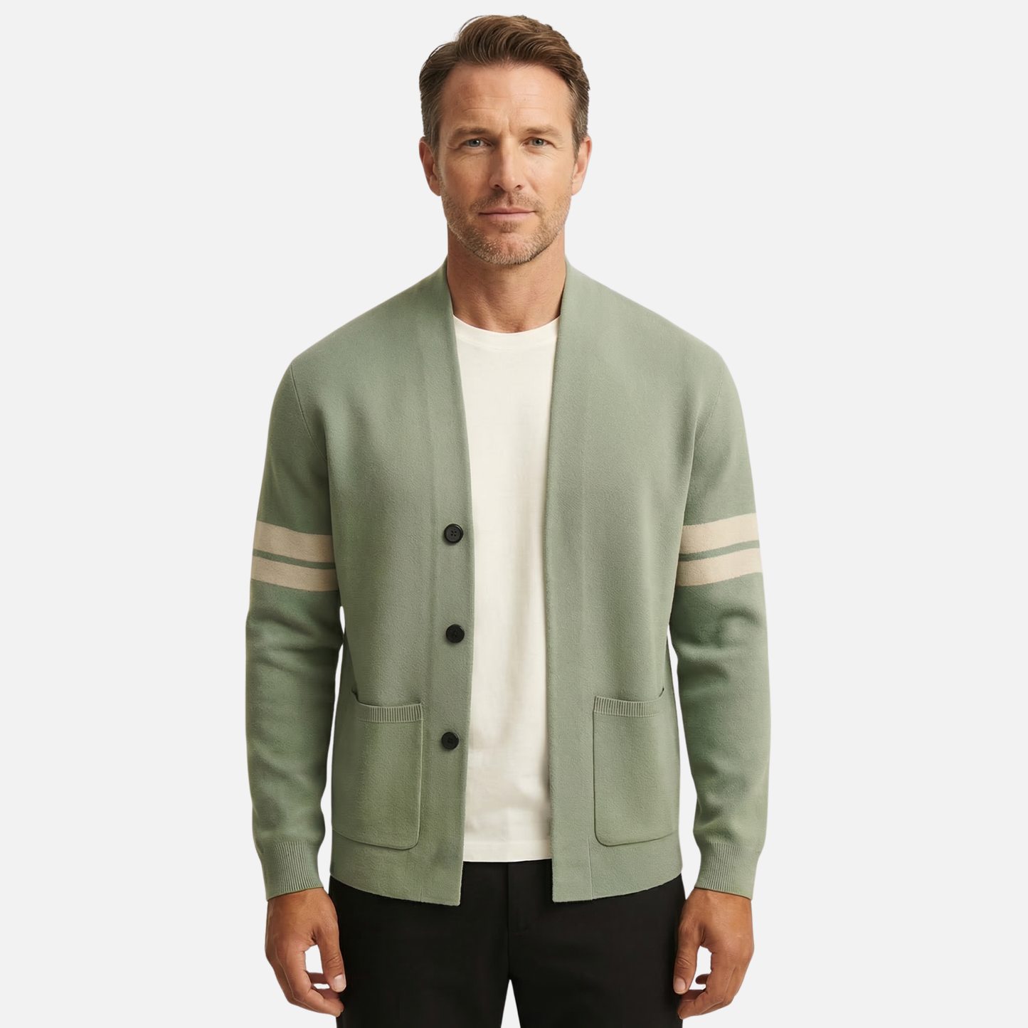 Cardigan entallado ligero de merino con bolsillos para hombre