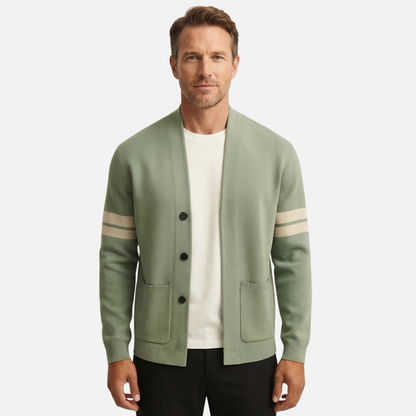 Cardigan entallado ligero de merino con bolsillos para hombre