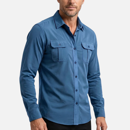 Camisa ligera casual con botones para hombre