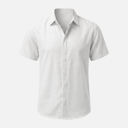 Camisa ligera de lino con cuello Kent para hombre