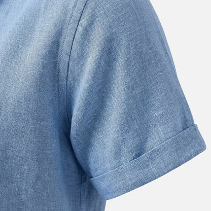 Camisa ligera de lino con cuello Kent para hombre