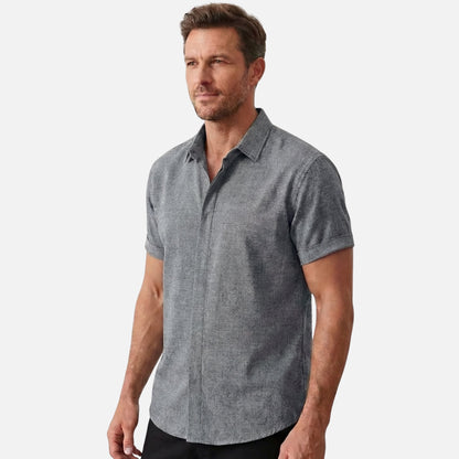 Camisa ligera de lino con cuello Kent para hombre