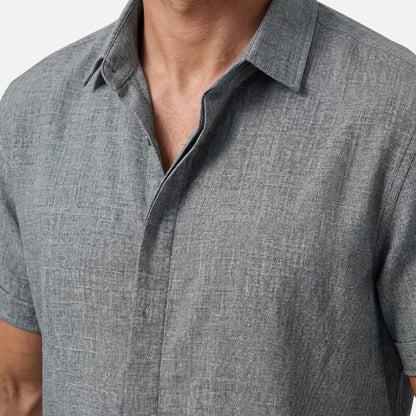 Camisa ligera de lino con cuello Kent para hombre
