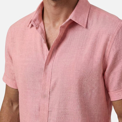 Camisa ligera de lino con cuello Kent para hombre