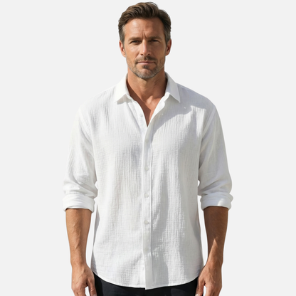 Camisa ligera de manga larga para verano – Corte suelto para hombre