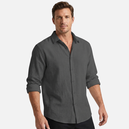 Camisa ligera de manga larga para verano – Corte suelto para hombre