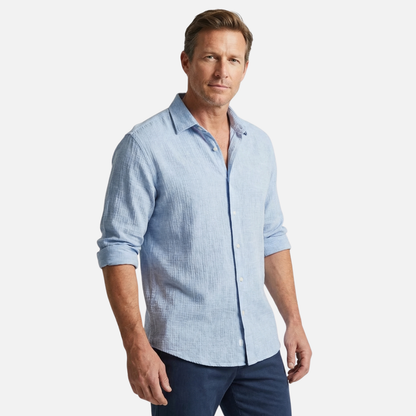 Camisa ligera de manga larga para verano – Corte suelto para hombre